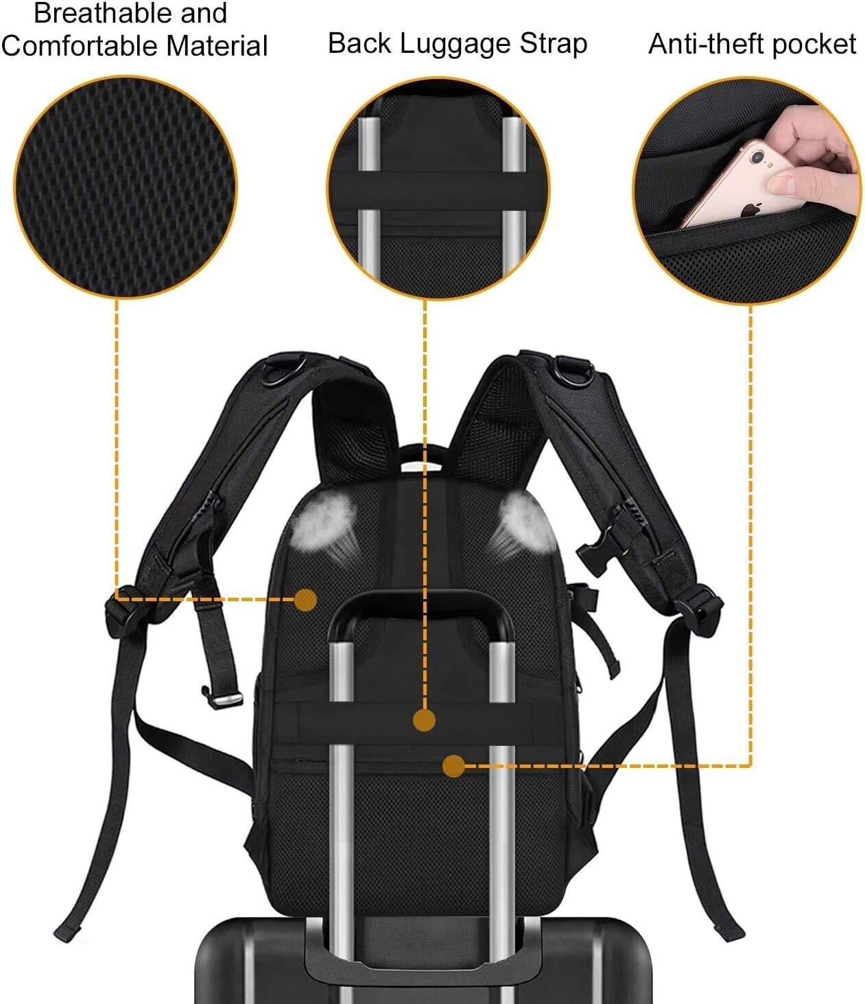 Waterproof Hardshell Camera Bag with Full-Open Access, Tripod Holder, and Laptop Compartment