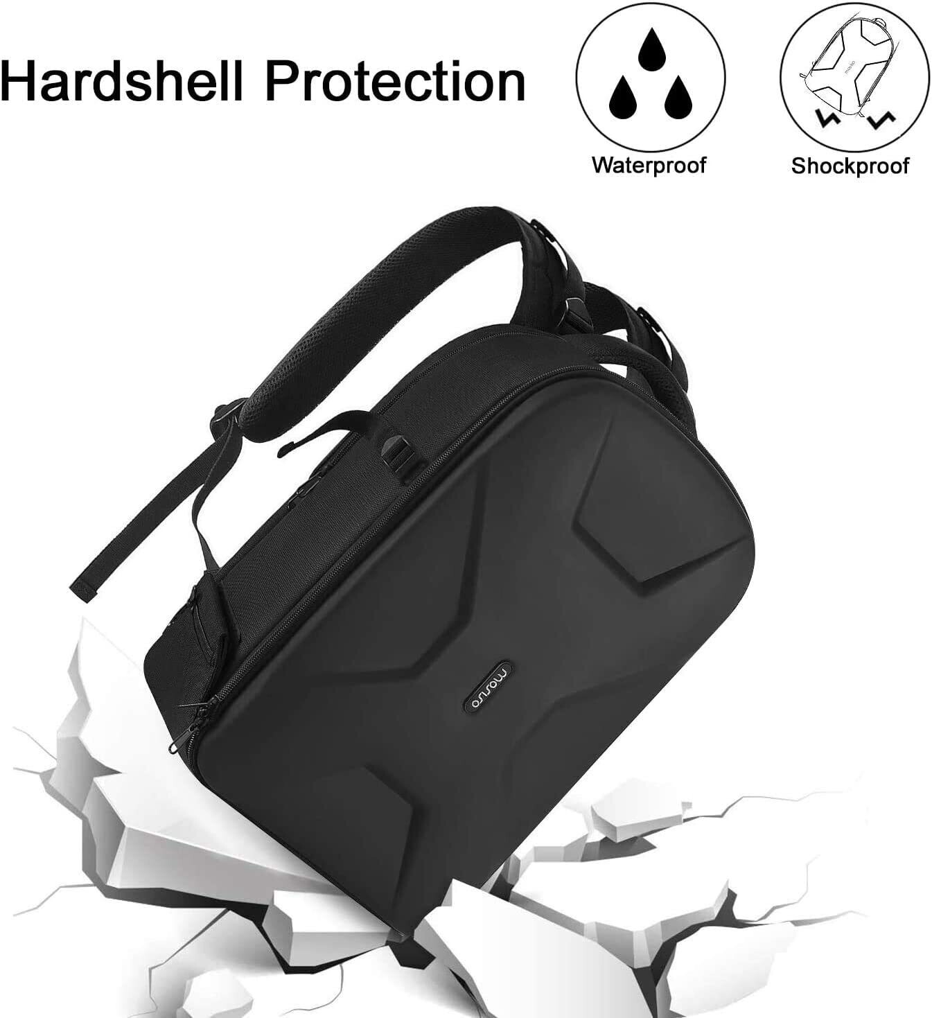 Waterproof Hardshell Camera Bag with Full-Open Access, Tripod Holder, and Laptop Compartment
