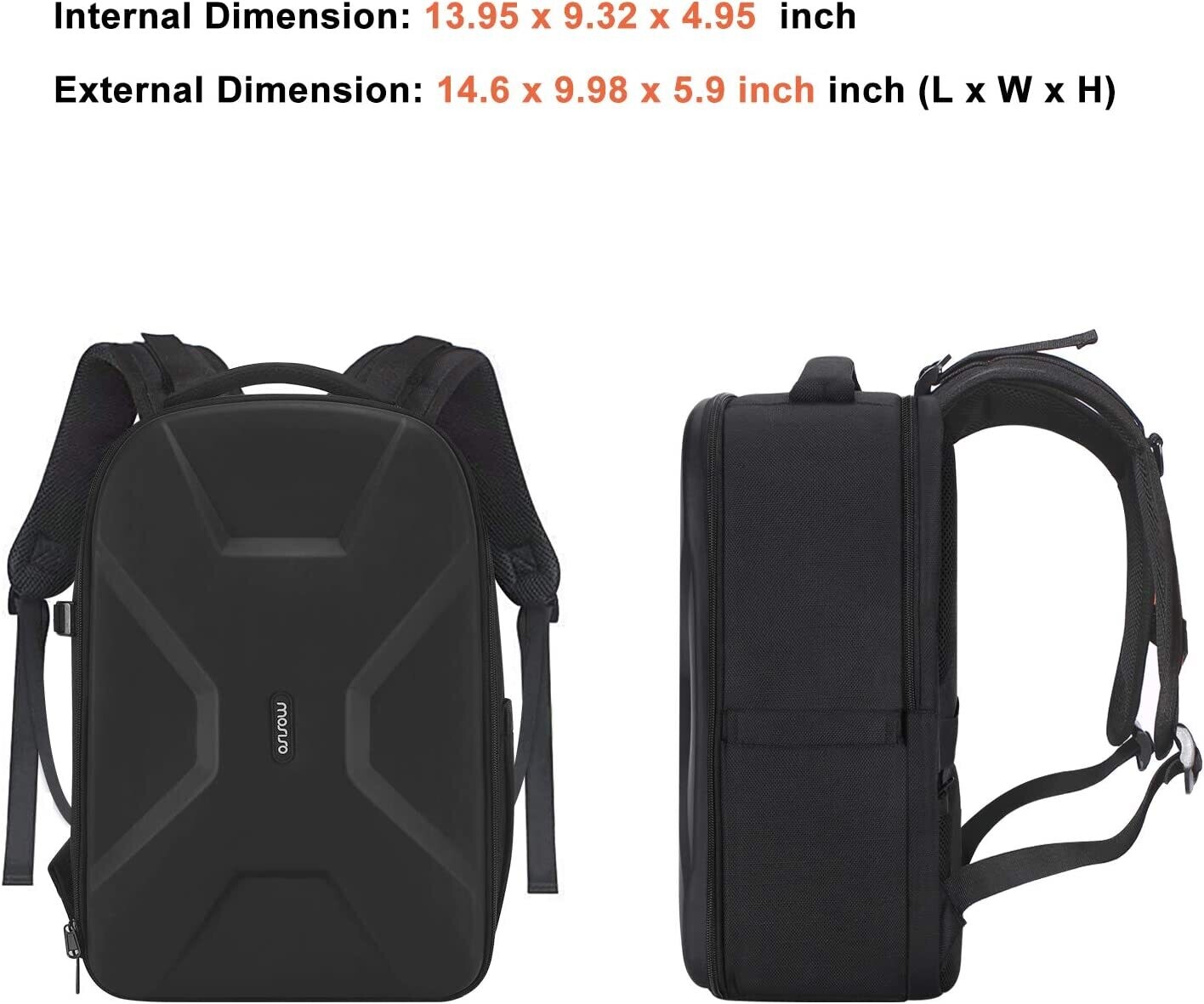 Waterproof Hardshell Camera Bag with Full-Open Access, Tripod Holder, and Laptop Compartment