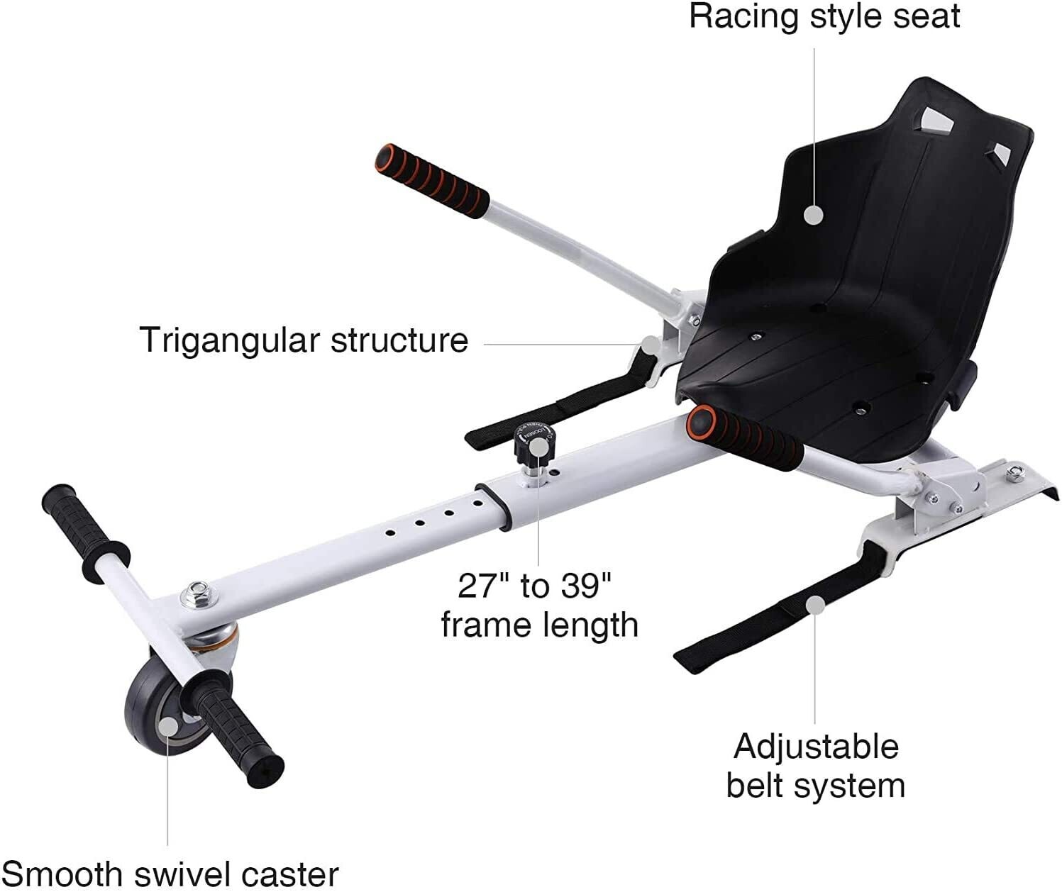 HoverKart Seat Hoverboard Cart Seat - Fits 6.5, 8, and 10 Inch Hoverboards with Adjustable Straps for Kids and Adults