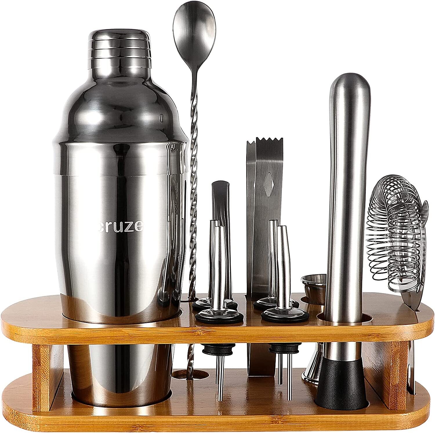 Cocktail Shaker Kit 12-Piece Set with Stand, Professional Bartender Tools for Home or Bar Use