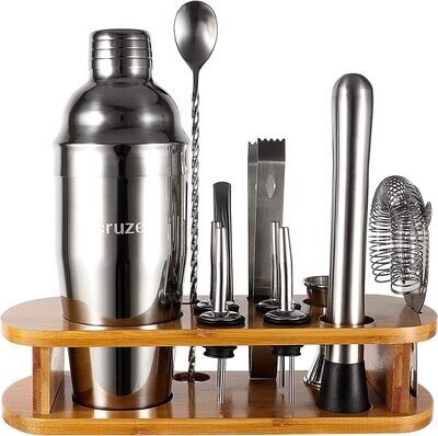 Cocktail Shaker Kit 12Piece Set with Stand Meets Professional Bartender Needs