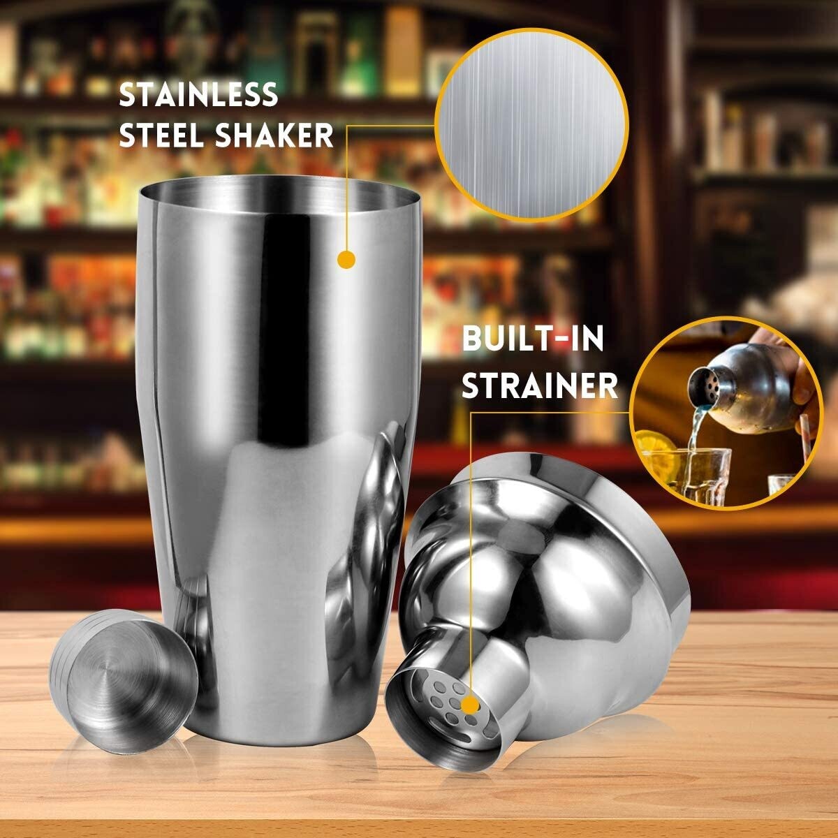 Cocktail Shaker Kit 12-Piece Set with Stand, Professional Bartender Tools for Home or Bar Use