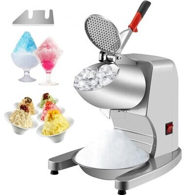 Ice Shaver Maker Electric Ice Crusher 300W Silver Snow Cone Machine, Produces 210lbs of Ice Per Hour for Refreshing Treats