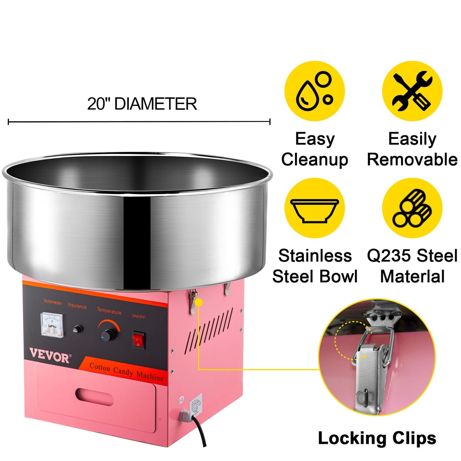 Professional Pink Cotton Candy Maker Electric Candy Cotton Machine 1030w