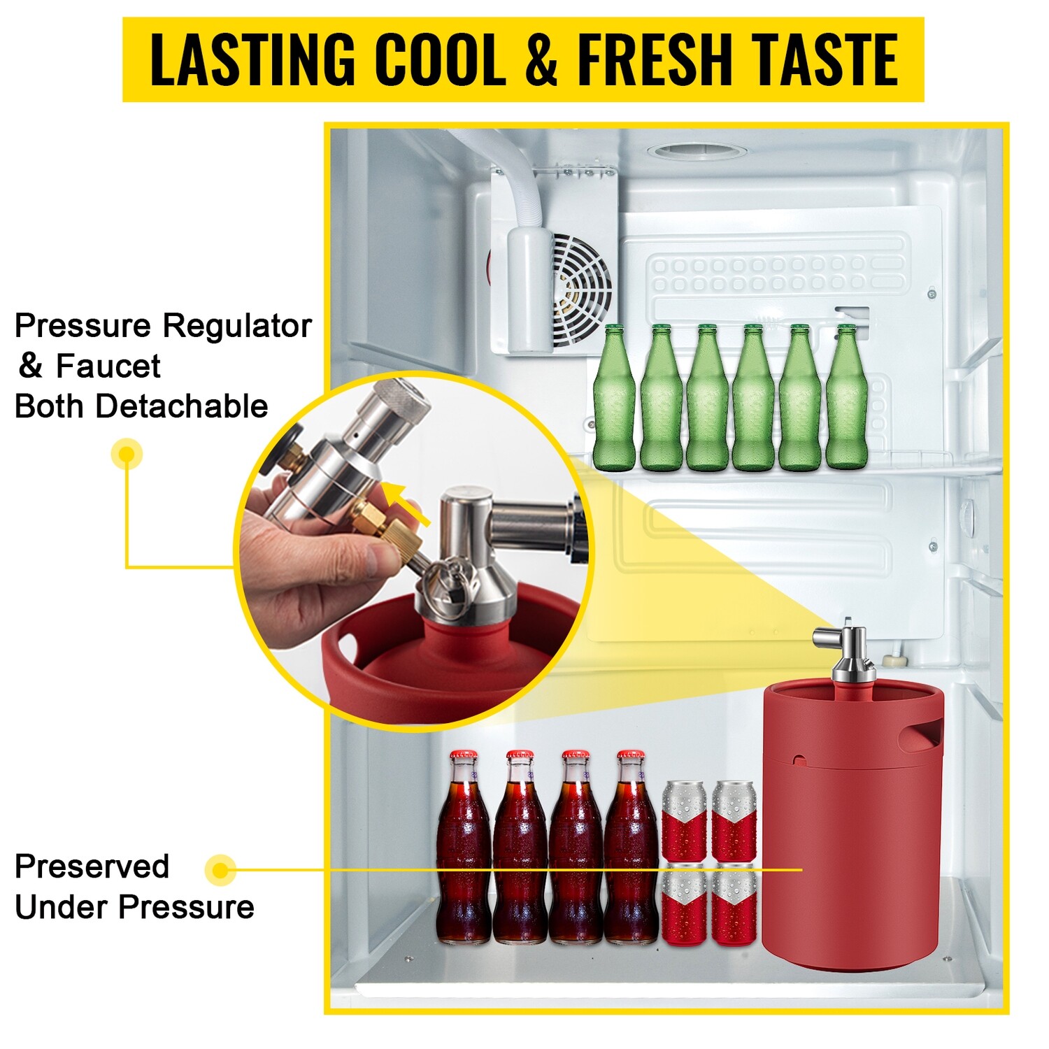 4L Pressurized Mini Keg Growler – Portable Draft Beer Dispenser, Ideal for Home Brewing and Outdoor Use