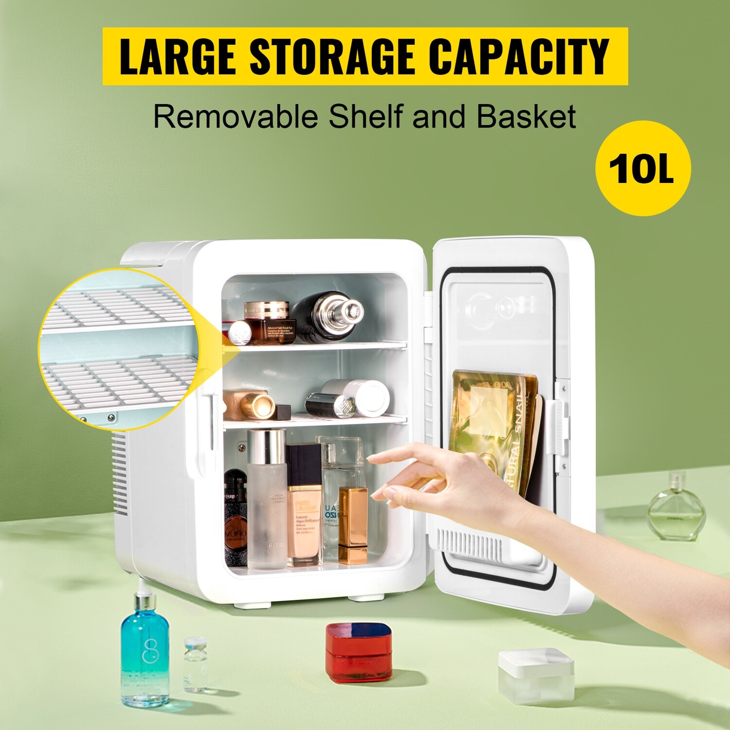 White 10L Portable Mini Fridge - Ice Box Freezer &amp; Drinks Cooler