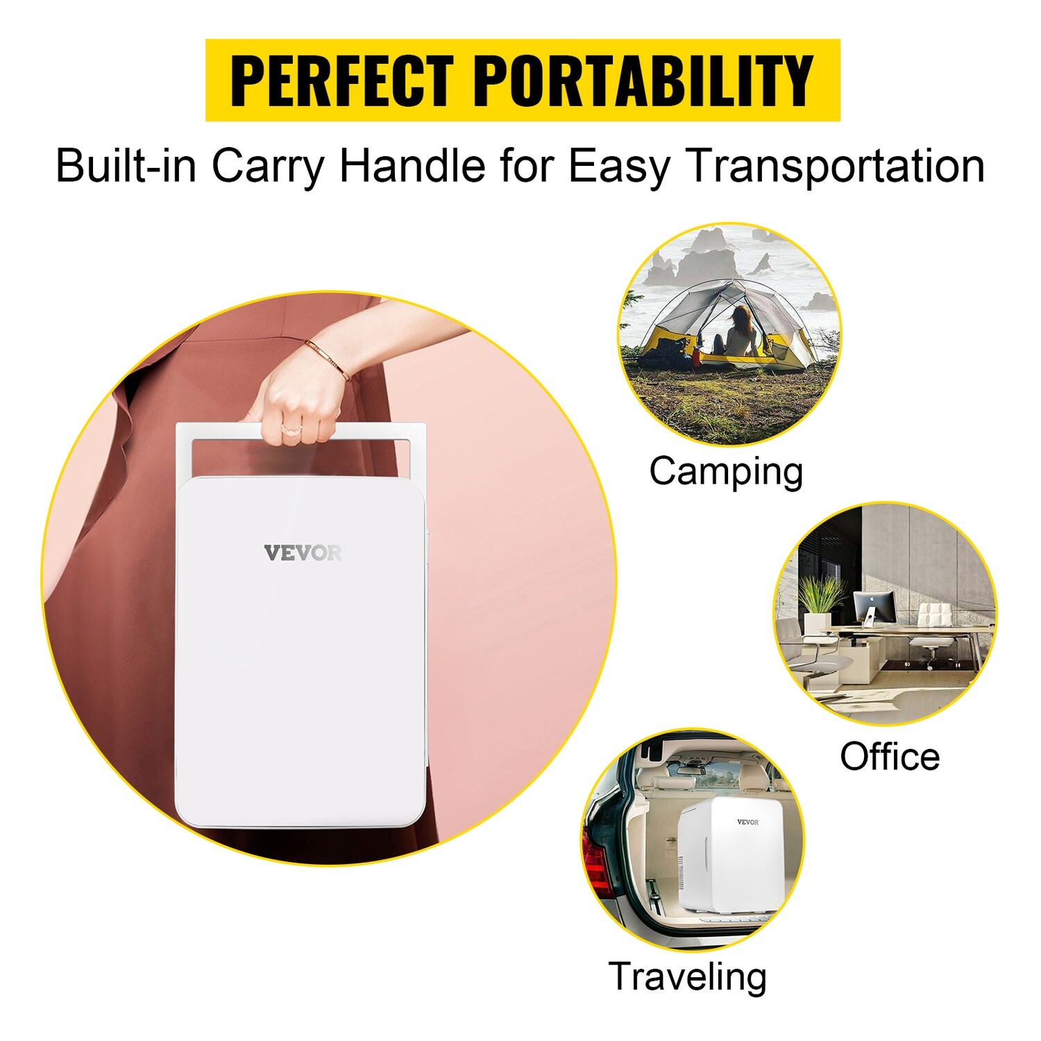 White 10L Portable Mini Fridge - Ice Box Freezer &amp; Drinks Cooler