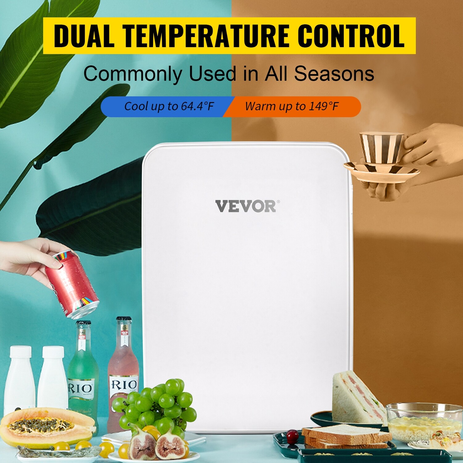 White 10L Portable Mini Fridge - Ice Box Freezer &amp; Drinks Cooler