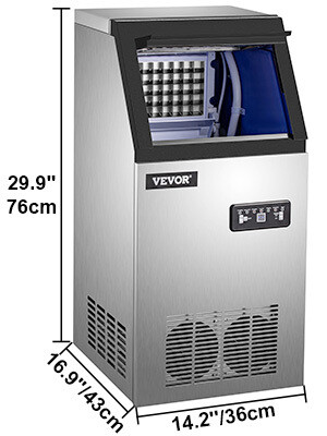High-Capacity Commercial Ice Cube Maker – Stainless Steel, 45 Ice Trays, Produces 68kg/24h for Restaurants, Bars, and Catering