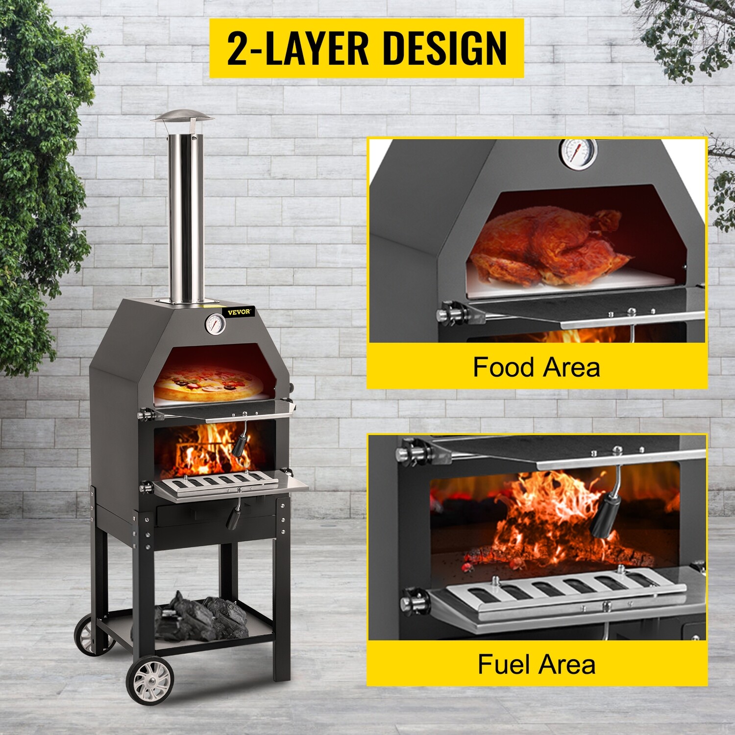 Portable Wood Fired Pizza Oven Machine that burns wood Wood-Fired Pizza Oven