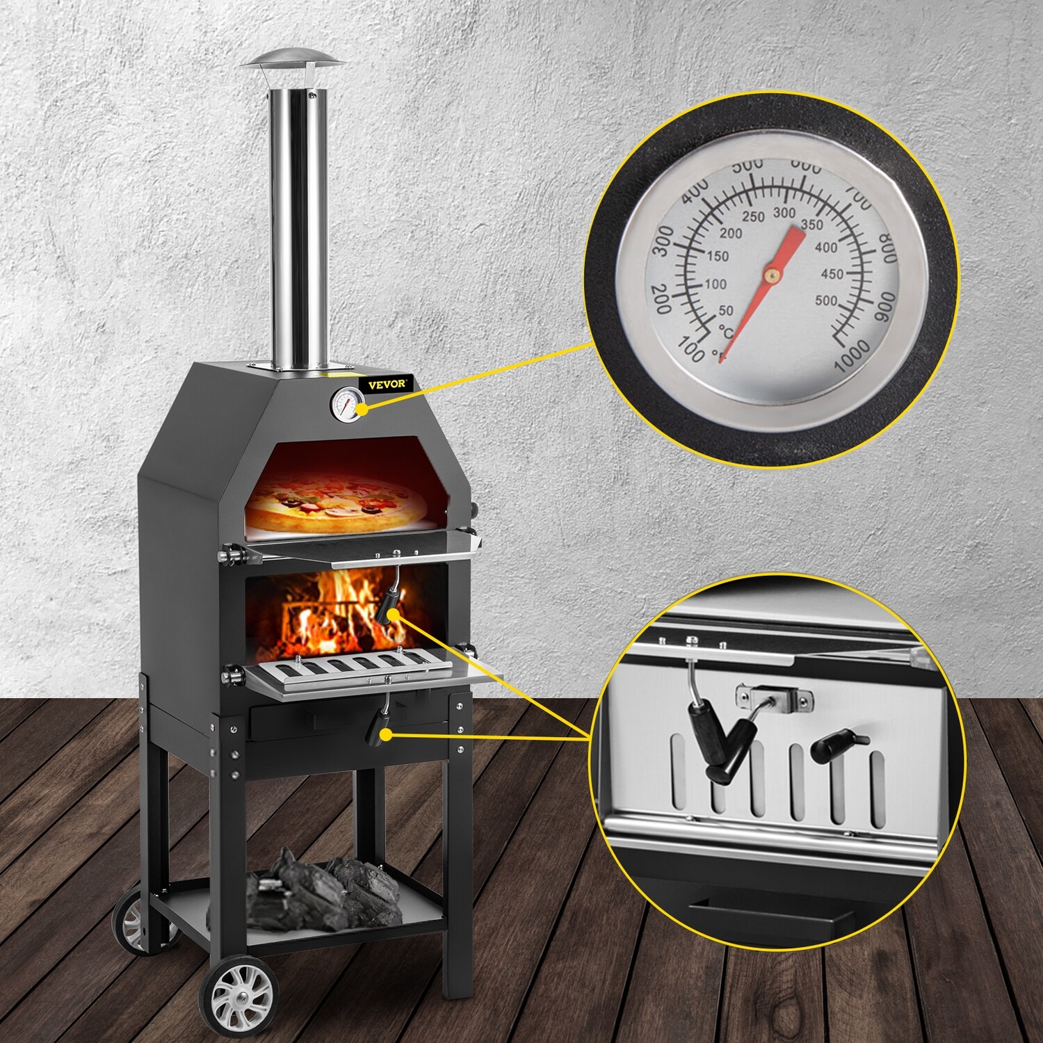 Portable Wood Fired Pizza Oven Machine that burns wood Wood-Fired Pizza Oven
