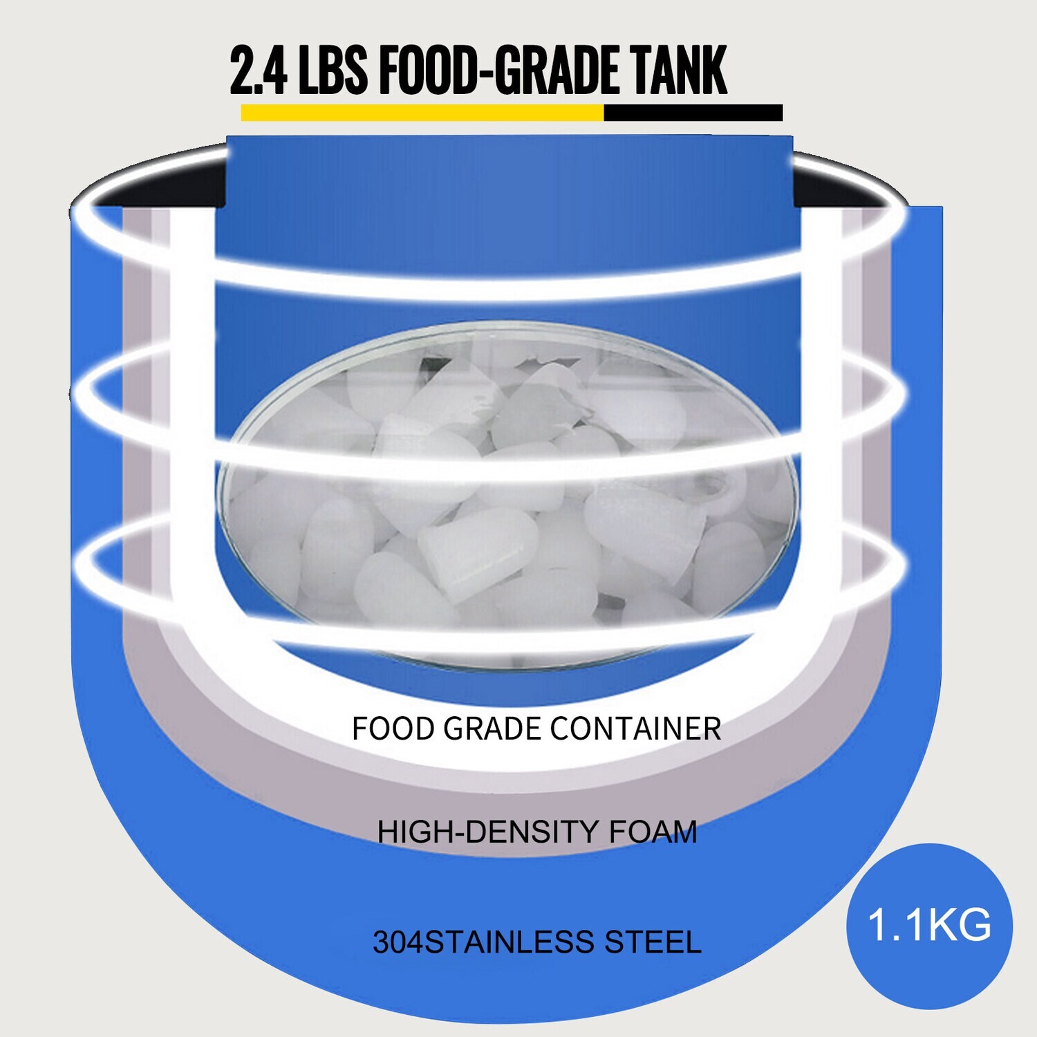 40lbs/18kg Countertop Stainless Steel Ice Maker - Produces 24 Ice Cubes in 1.1kg Storage Capacity - Compact Design for Home and Office Use