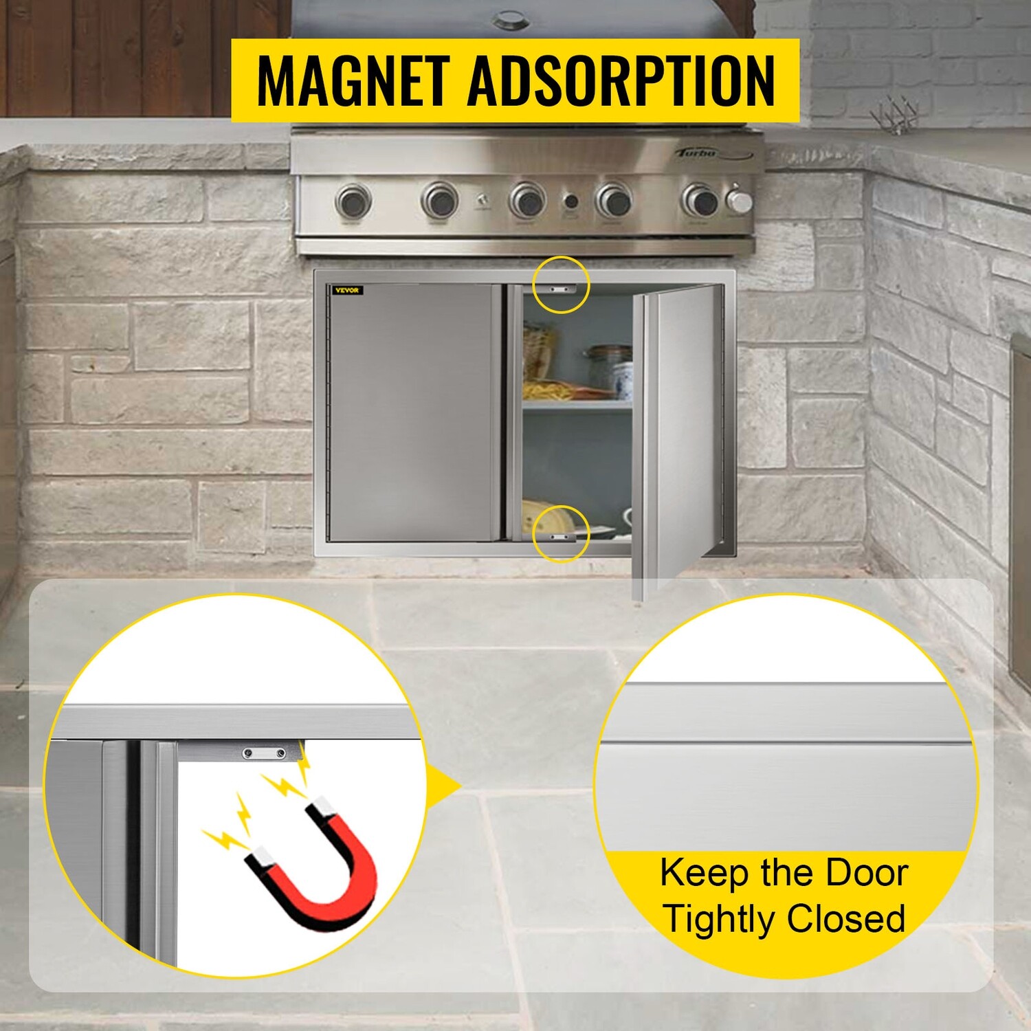 BBQ Island Stainless Steel Cabinet Doors – 78x61cm for Durable Outdoor Kitchen Storage