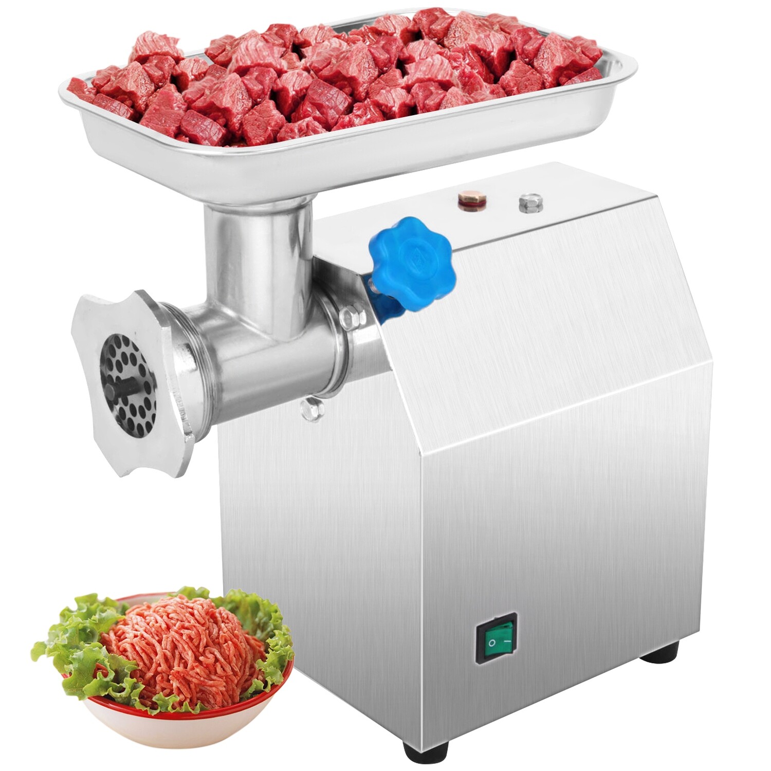 Commercial Electric Meat Grinder, 800W, 250kg/h Capacity, Stainless Steel, Ideal for Butcher Shops and Restaurants, Efficient and Easy to Clean.