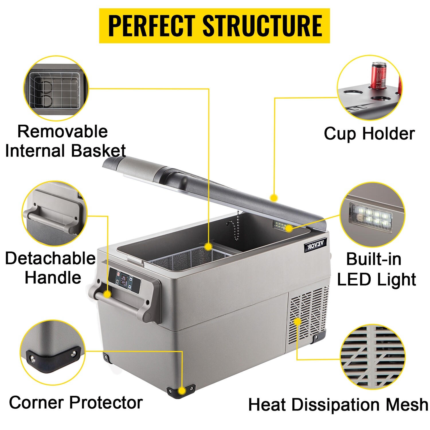 20L 22L 35L 45L 55L Car Refrigerator Portable Electric Cooler Mini Auto Fridge 12/24V DC 110-240V for Camping