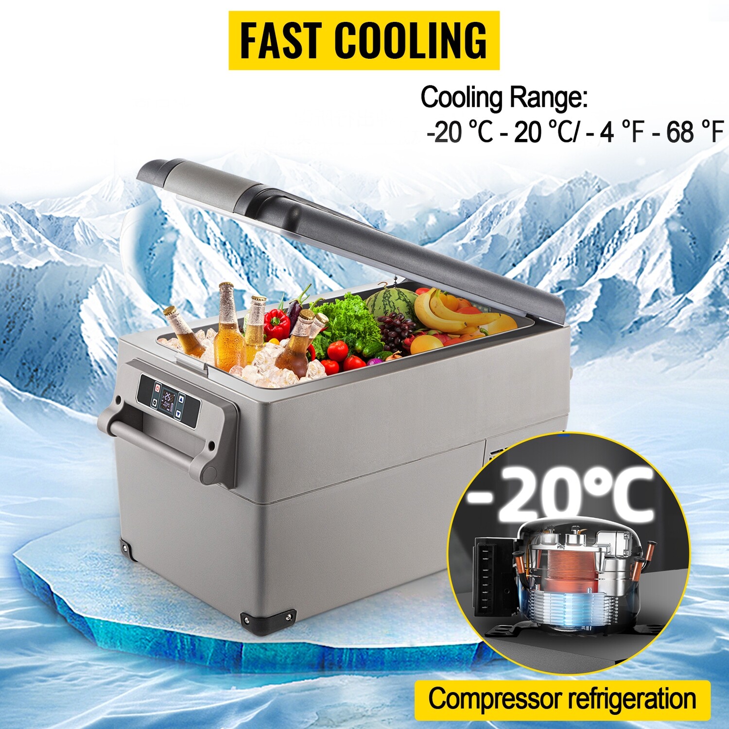 20L 22L 35L 45L 55L Car Refrigerator Portable Electric Cooler Mini Auto Fridge 12/24V DC 110-240V for Camping