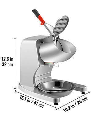 Electric Silver Ice Shaver Crusher Snow Cone Maker Machine with Dual Stainless Steel Blades