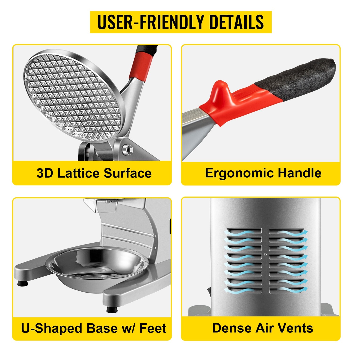 Electric Silver Ice Shaver Crusher Snow Cone Maker Machine with Dual Stainless Steel Blades