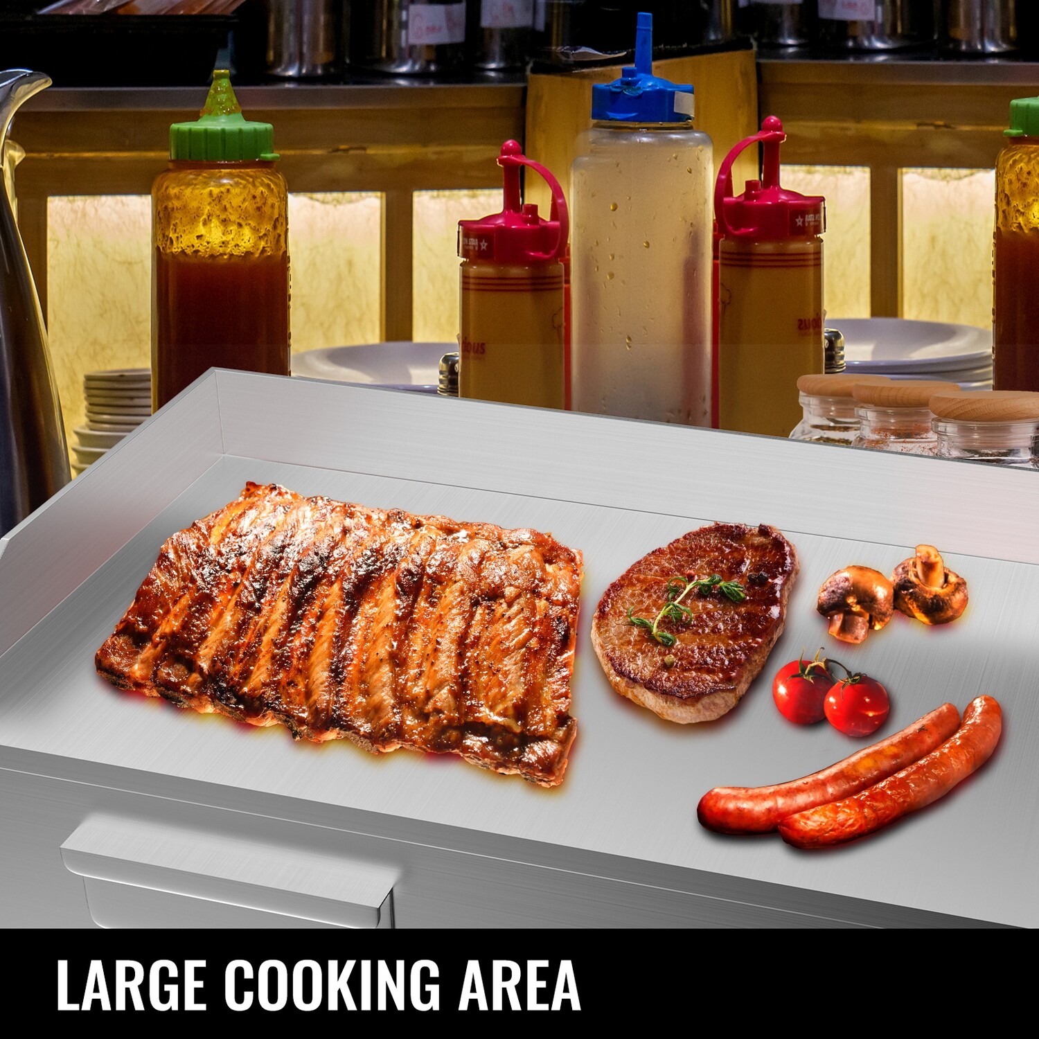 3kW 22-Inch Electric Griddle Hotplate - Commercial Flat Grill for Cooking Bacon, Eggs, and More - High-Powered Fryer for Restaurant and Food Service Use