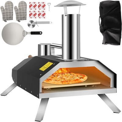 Portable Garden Outdoor Steel Folding Legs Wood Fired 12&quot; Stone Pizza Oven