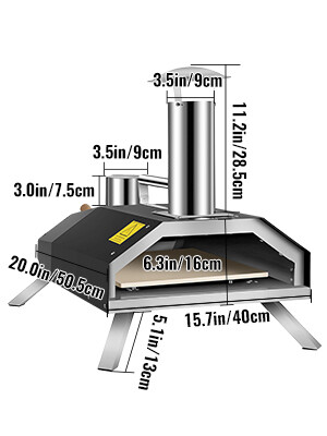 Portable Garden Outdoor Steel Folding Legs Wood Fired 12&quot; Stone Pizza Oven