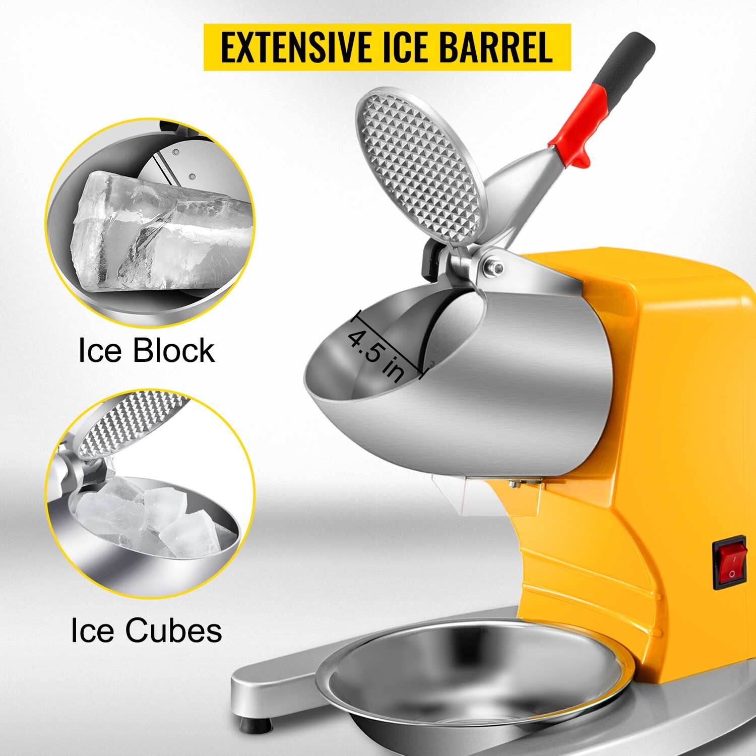 Ice Shaver Maker Yellow Snow Cone Maker 210lbs Electric Ice Crusher 300w