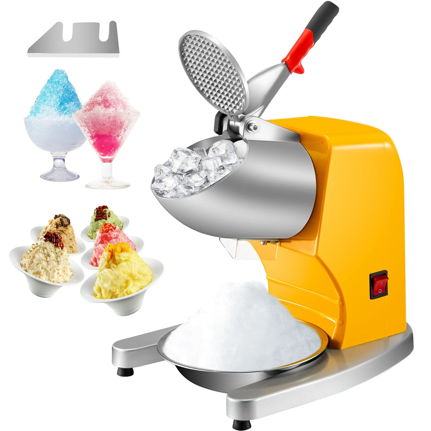 Ice Shaver Maker Yellow Snow Cone Maker 210lbs Electric Ice Crusher 300W for Quick and Refreshing Ice Treats