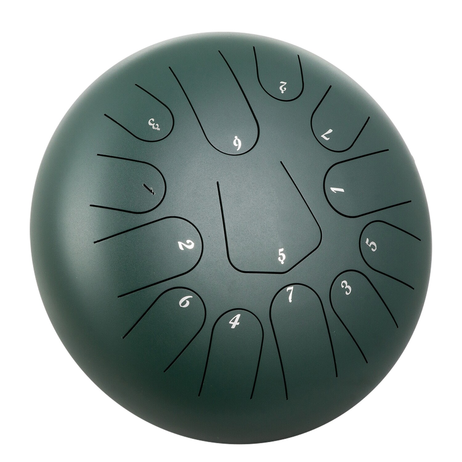 12&quot; 13-Note Pan Drum – Green Steel Tongue Handpan with Music Book for Melodic Play