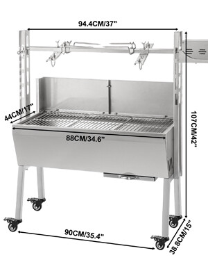 BBQ Lamb Goat Rotisserie Spit Roast Grill – 37&quot; Spit Hog Roaster, 60kg Capacity for Outdoor Barbecue Cooking