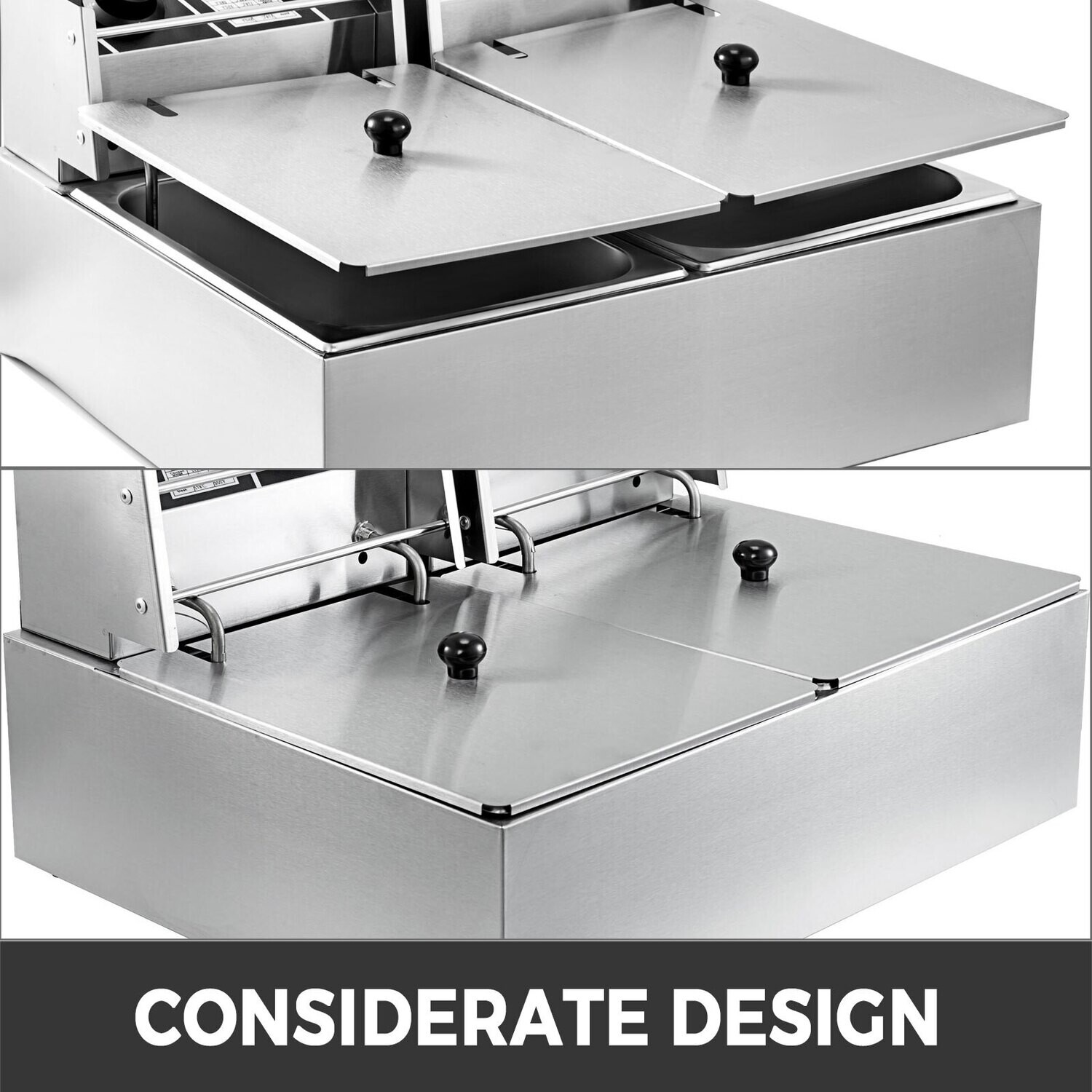 Commercial 5000W Double Tank Electric Chip Fryer, 20L Deep Fryer Stainless Steel for Restaurants, Cafes, and Food Service