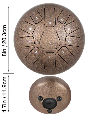 11-Note Steel Tongue Drum, 8-Inch Percussion Instrument in Chestnut – Perfect for Meditation, Yoga, and Musical Exploration