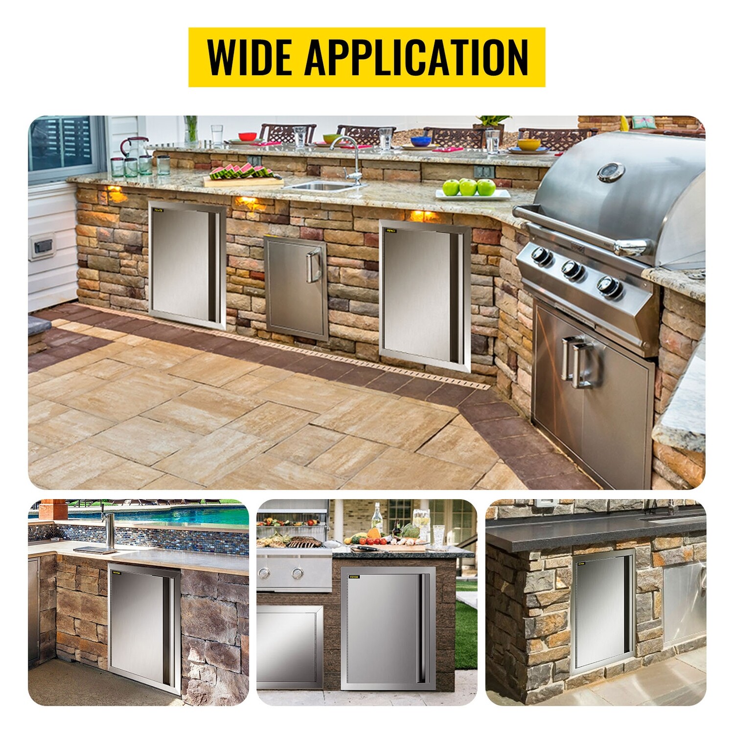 Outdoor Kitchen Access Doors 17&quot;x24&quot; Cabinet Doors for BBQ Island in Stainless Steel