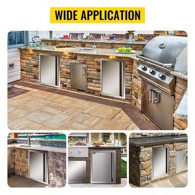 Outdoor Kitchen Access Doors 17"x24" Cabinet Doors for BBQ Island in Stainless Steel