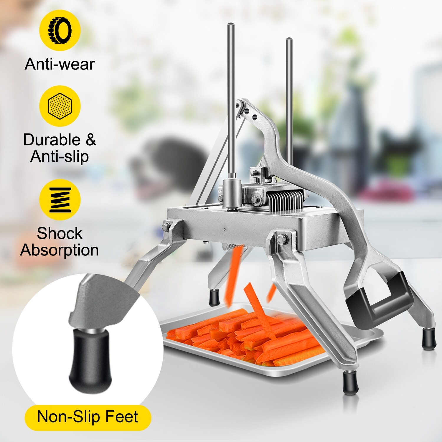 Multipurpose Quick Onion Slicer Stainless Steel Blade with Tray 3/16&quot;