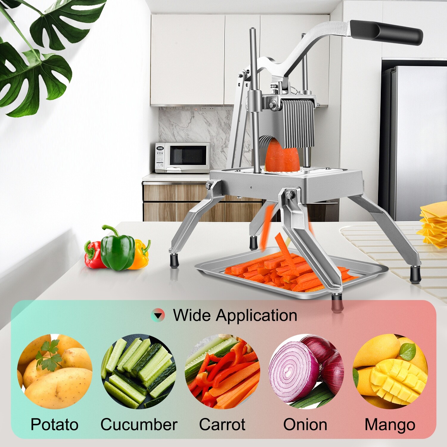 Multipurpose Quick Onion Slicer Stainless Steel Blade with Tray 3/16&quot;