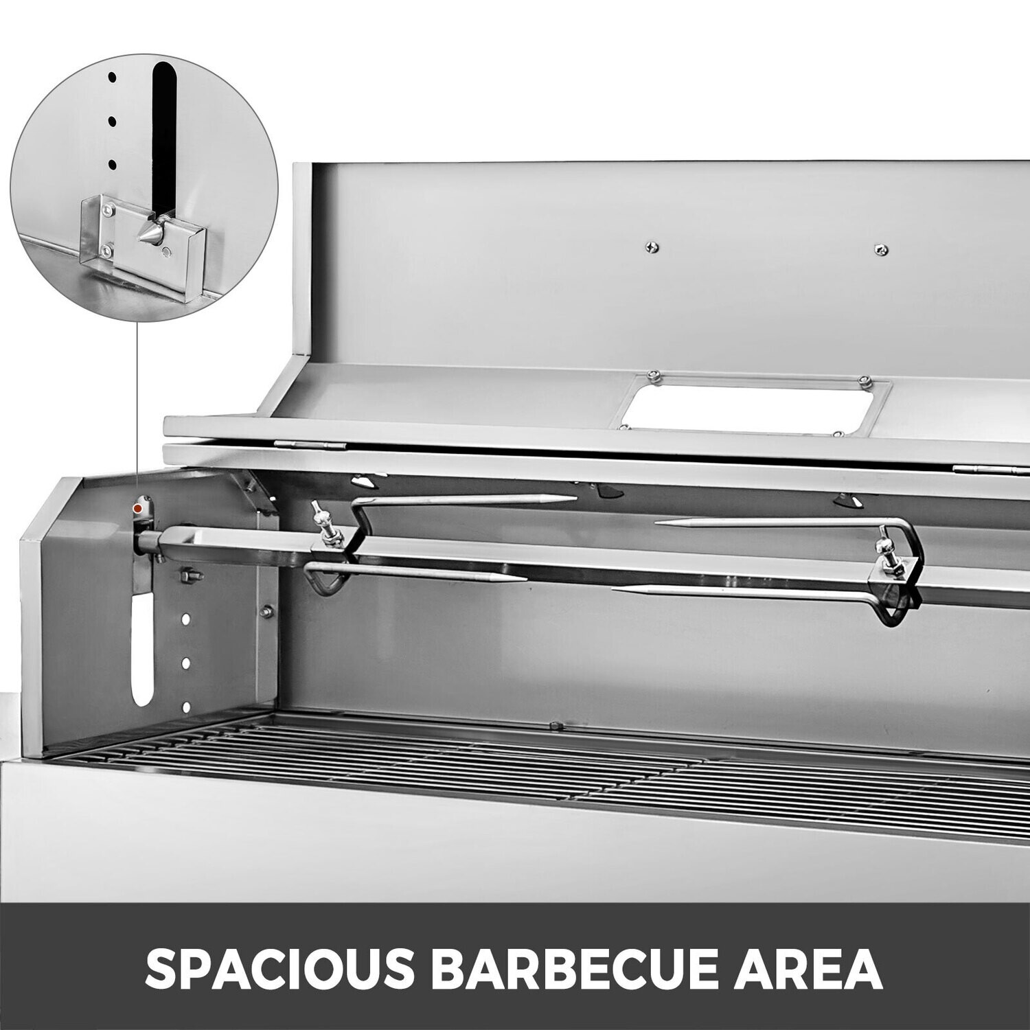 BBQ Charcoal Grill with 4 Caster Wheels – Patio Grill with 2 Side Boards and Smoking Features for Garden BBQs