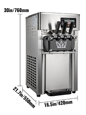 One-Click Clean Commercial 3-Flavor Soft Ice Cream Machine Countertop