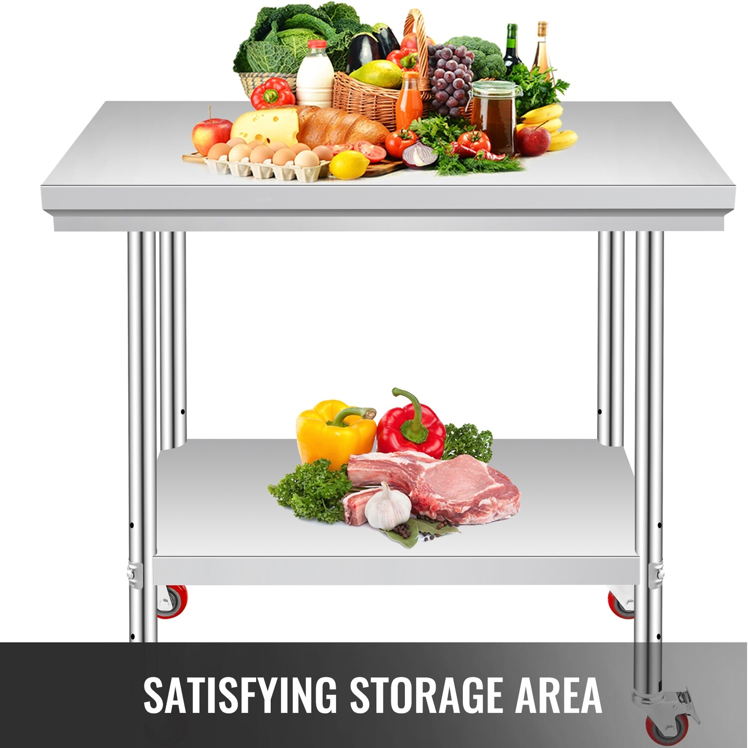 Stainless Steel Workbench 36&quot;x24&quot; - Versatile Prep Table for Catering with Casters for Easy Mobility - Ideal for Food Preparation and Commercial Use