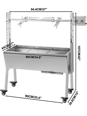 Catering Rotisserie Roasting 43&quot; – 40kg Hog Spit Roaster BBQ Pig Roaster Machine for Outdoor Cooking