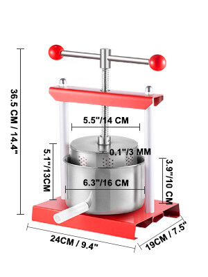 2L Grape Press for Wine Making - Compact Dual Stainless Steel Barrel Design for Pressing Cheese, Fruits, Vegetables, and Tinctures - Durable Home and Small Batch Production Tool