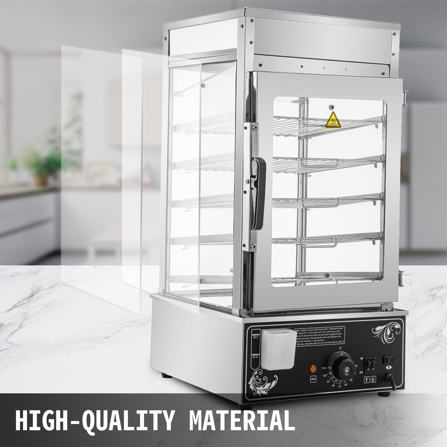 5-Layer Commercial Food Warmer Steamer, Stainless Steel Bun Warmer with Racks, Restaurant Buffet Food Steam Machine