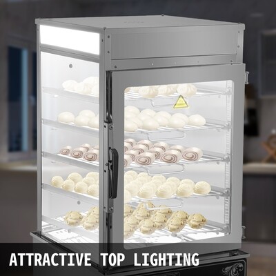 5-Layer Commercial Food Warmer Steamer, Stainless Steel Bun Warmer with Racks, Restaurant Buffet Food Steam Machine