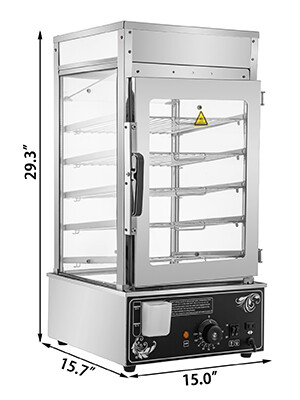 5-Layer Commercial Food Warmer Steamer, Stainless Steel Bun Warmer with Racks, Restaurant Buffet Food Steam Machine