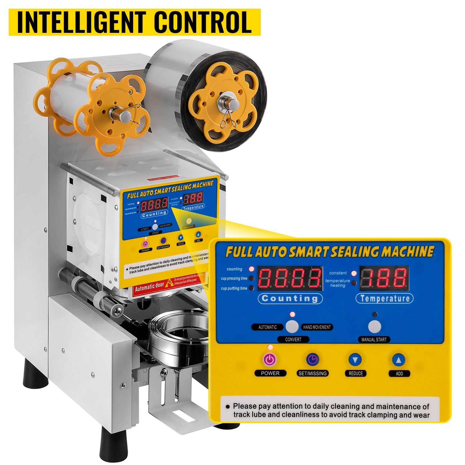 Automatic Cup Sealing Machine – Fits 1-20cm Cup Height, Ideal for Boba Tea and Beverage Sealing