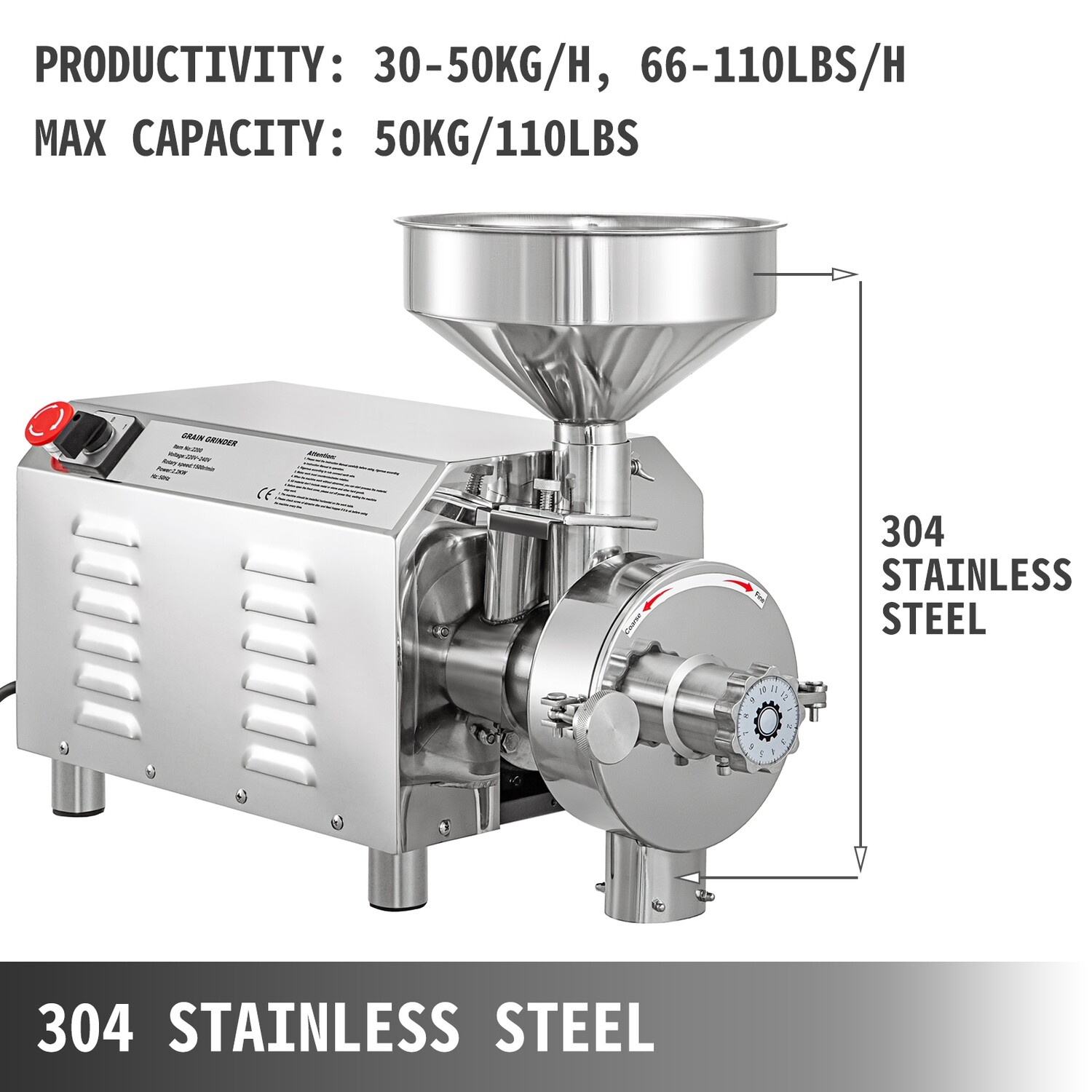 Commercial Electric Grinding Machine for Grain, Powder Mill, Herb, Dry Grain, Soybean, Spice, and Coffee. High-performance, Durable, and Versatile for Professional Use in Food Processing and Grinding