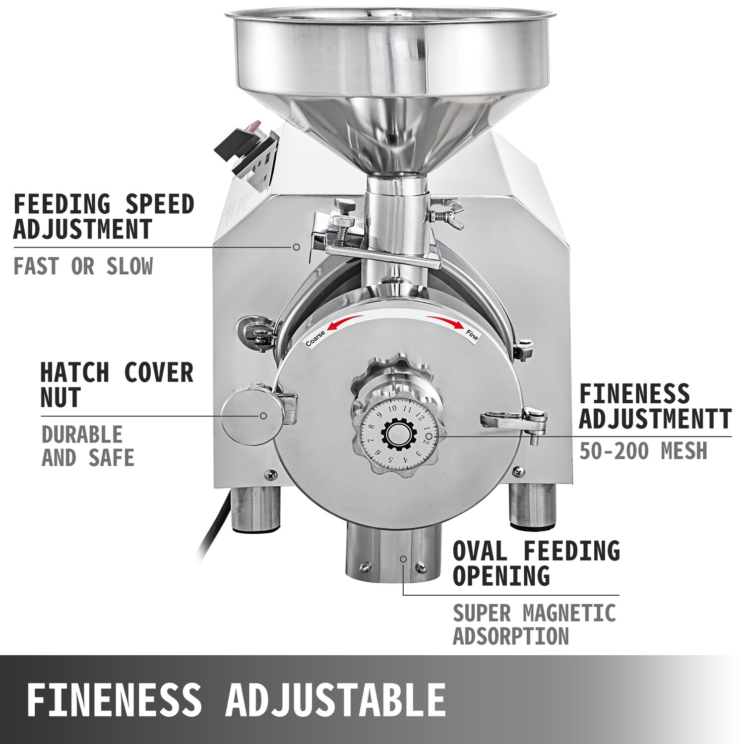 Commercial Electric Grinding Machine for Grain, Powder Mill, Herb, Dry Grain, Soybean, Spice, and Coffee. High-performance, Durable, and Versatile for Professional Use in Food Processing and Grinding