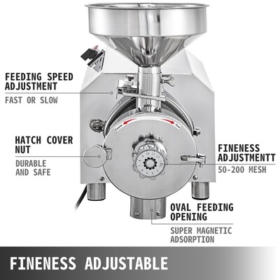 Commercial Electric Grinding Machine for Grain, Powder Mill, Herb, Dry Grain, Soybean, Spice, and Coffee. High-performance, Durable, and Versatile for Professional Use in Food Processing and Grinding
