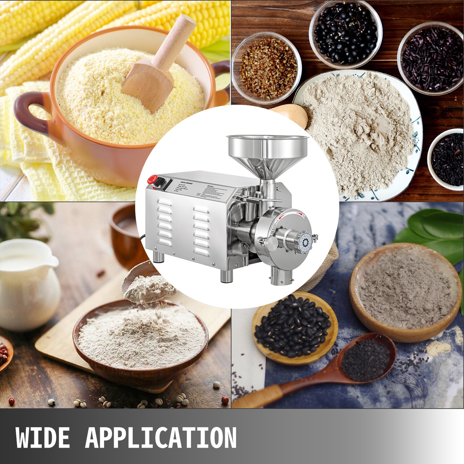 Commercial Electric Grinding Machine for Grain, Powder Mill, Herb, Dry Grain, Soybean, Spice, and Coffee. High-performance, Durable, and Versatile for Professional Use in Food Processing and Grinding