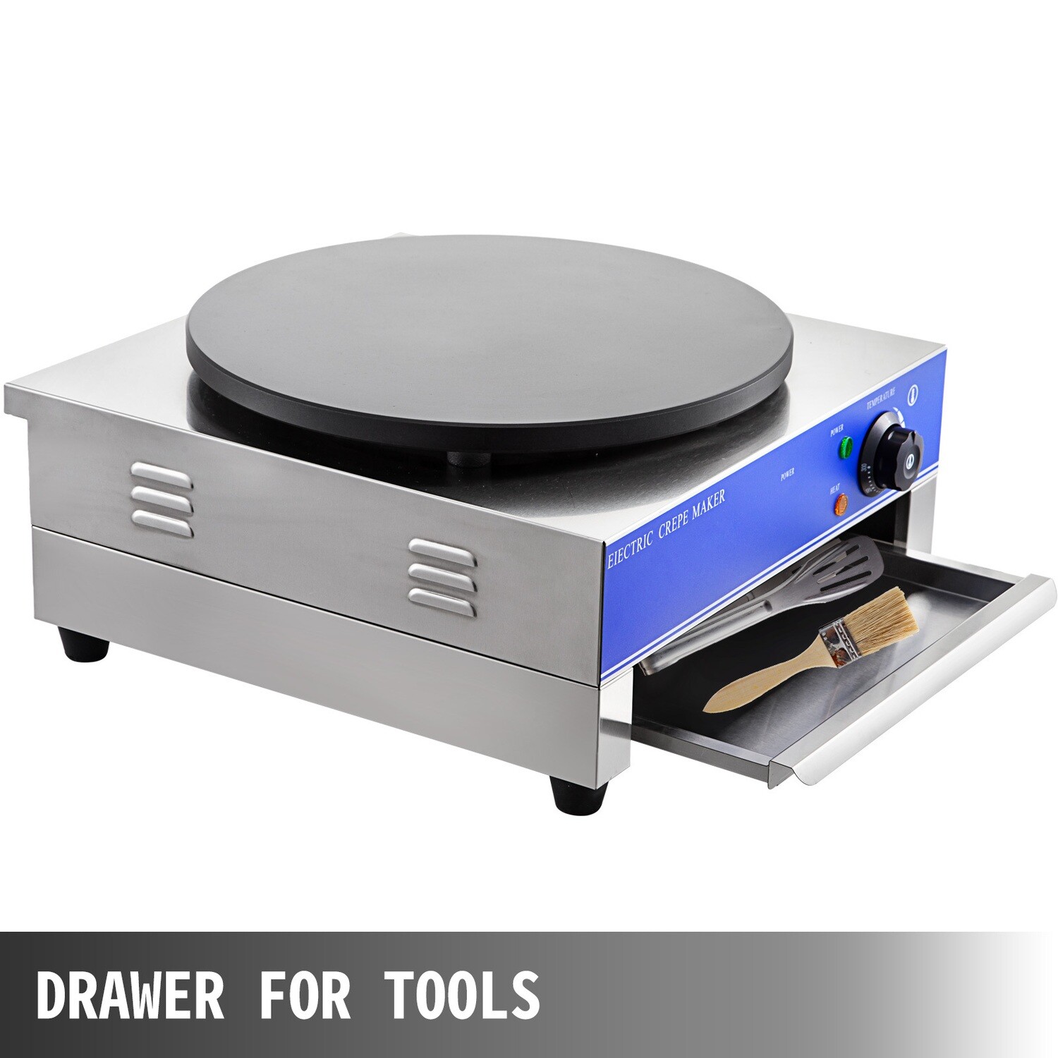 Commercial 3kW Electric Square Crepe Maker, High-Power Griddle, Adjustable Temperature, Non-Stick Surface, Easy to Clean, Ideal for Restaurants and Food Stalls.